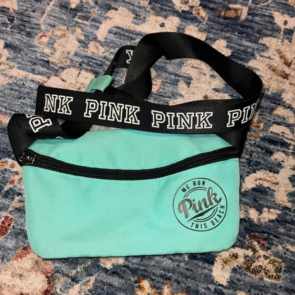 Pink by Victoria Secret Light Blue Fanny Pack Bag Adjustable Zip Closure